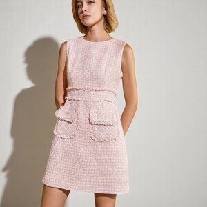 NWT J.ING Abra Pink Sleeveless Tweed Vintage Mini Dress